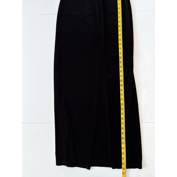 VTG Steppin Out Velvet Dress S( No Size Tag) Black Feather Neck Maxi Whimsical - Picture 6 of 6